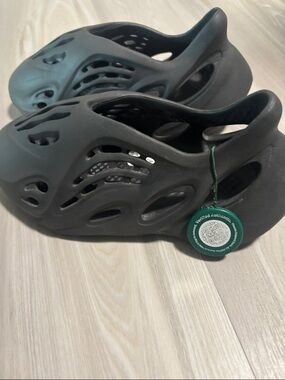 Yeezy Kids Black Ventilated Foam Clog Sandals